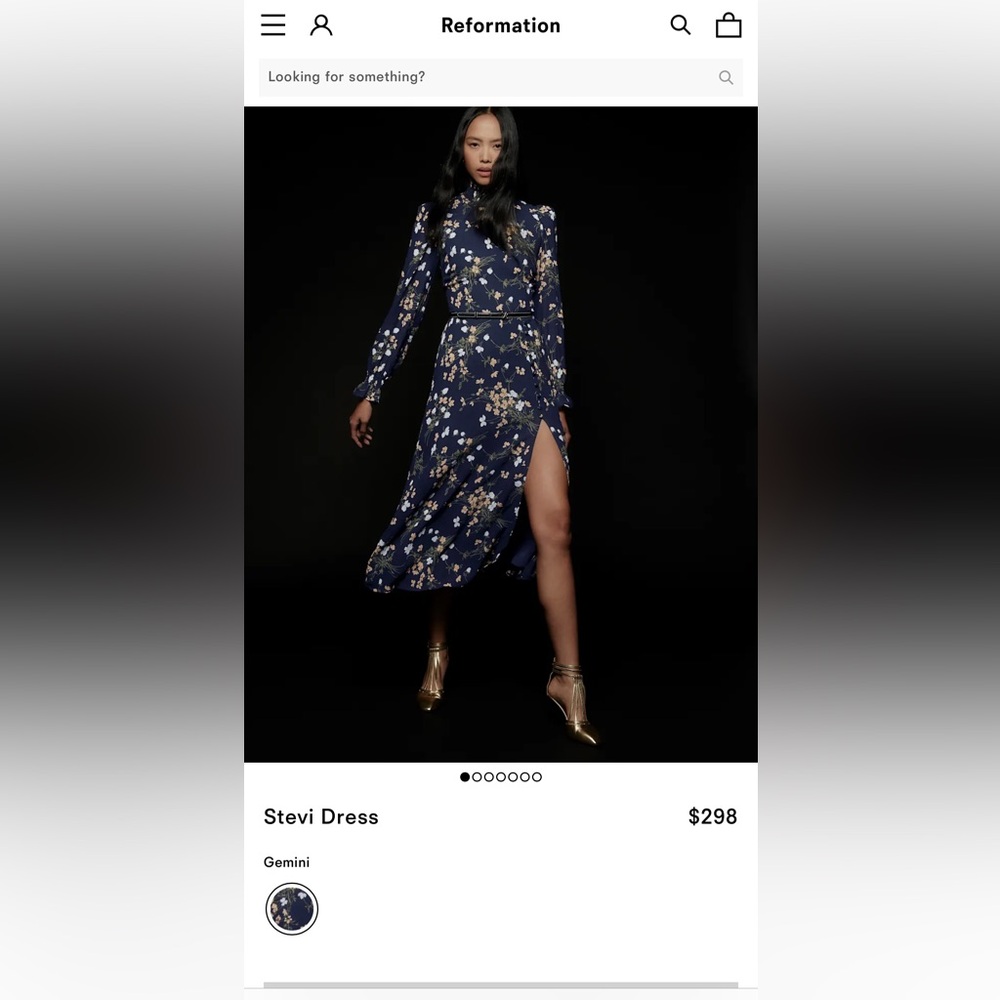 Reformation Navy Floral Dress